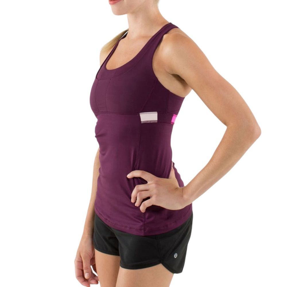 Lululemon Stuff Your Bra Tank II, Plum / Pow Stripe Raspberry Glo Light | Size 8